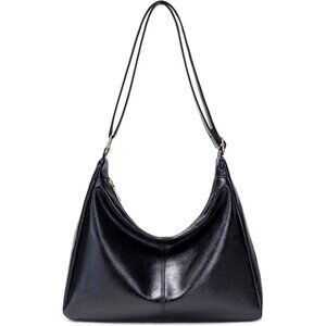Women's Black Foldable Vegan Leather Hobo Bag Multi-directional Sloping Wallet
